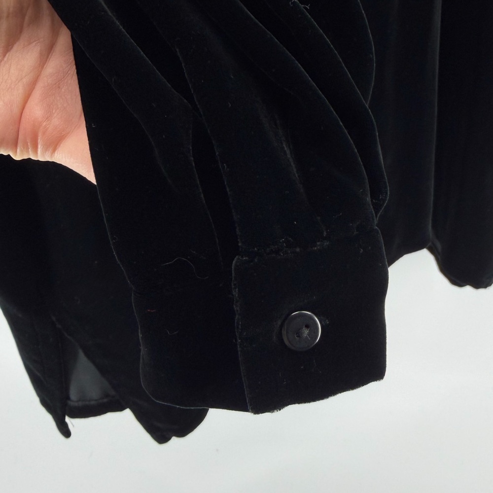Vintage Liz Claiborne Black Silk Blend Velvet Button-Down Tunic Top, Women's 2X - Picture 3 of 6